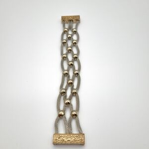 Intricate Gold and Silver Reversible Magnetic Vintage Bracelet